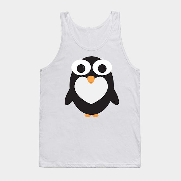 Cute penguin design with white heart Tank Top by sigdesign